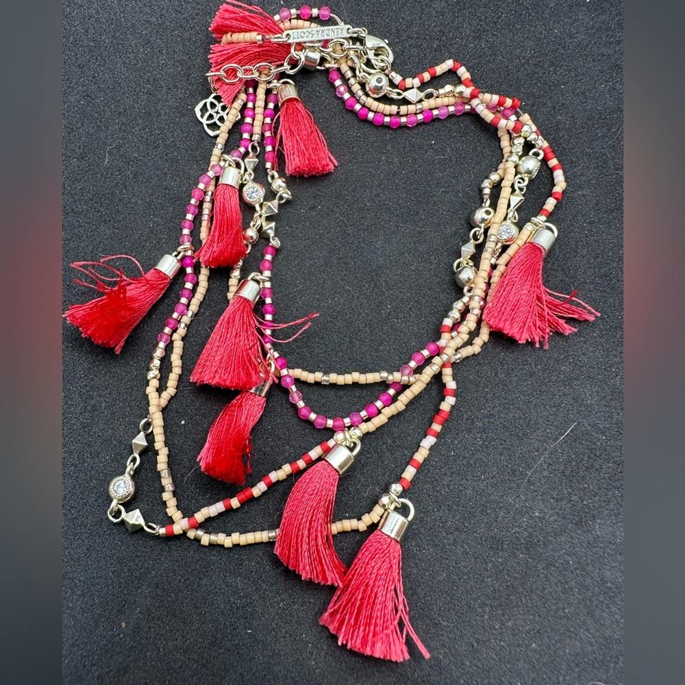 Kendra Scott Augusta Necklace in Pink Agate Mix Gold